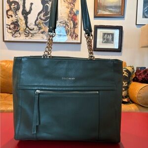 Cole Haan Dark Green Leather Tote